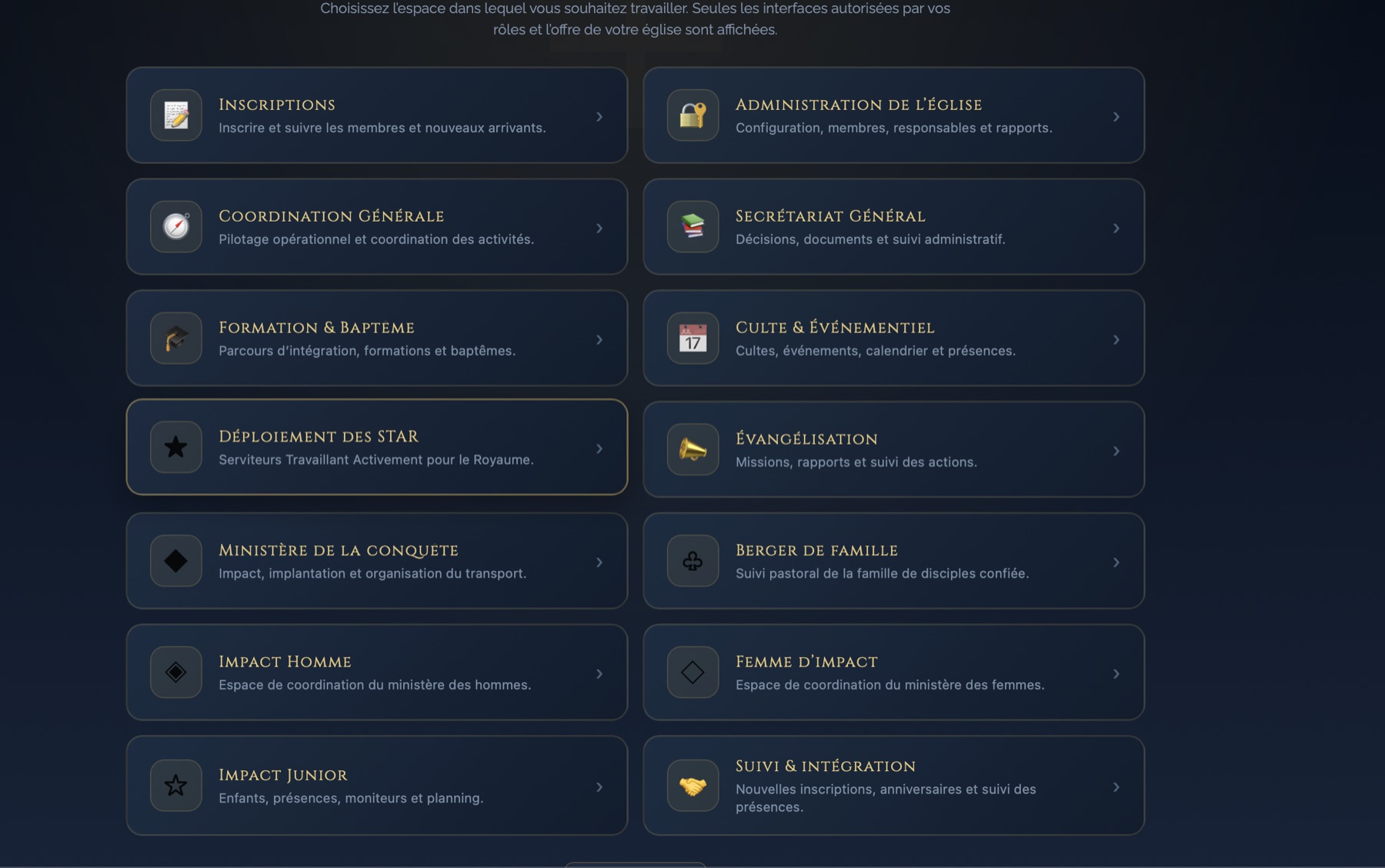 Interfaces EKKLESIA sur tablette
